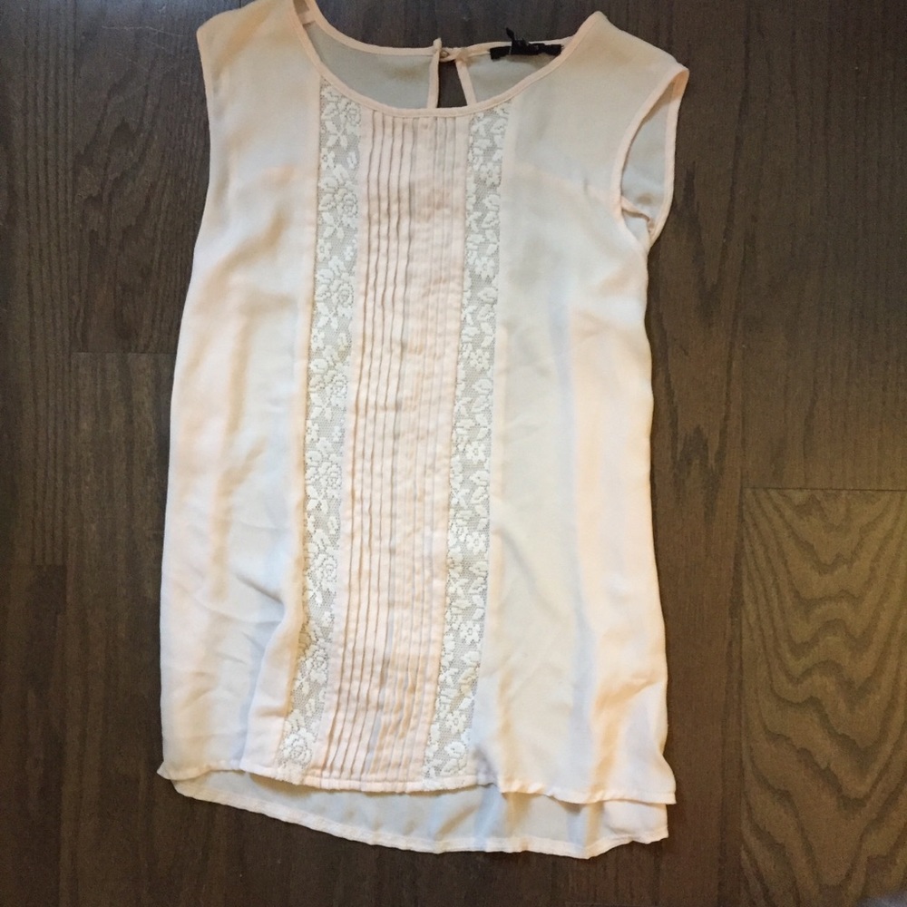 Forever 21 Pink & White Lace Front Yoke Top | S